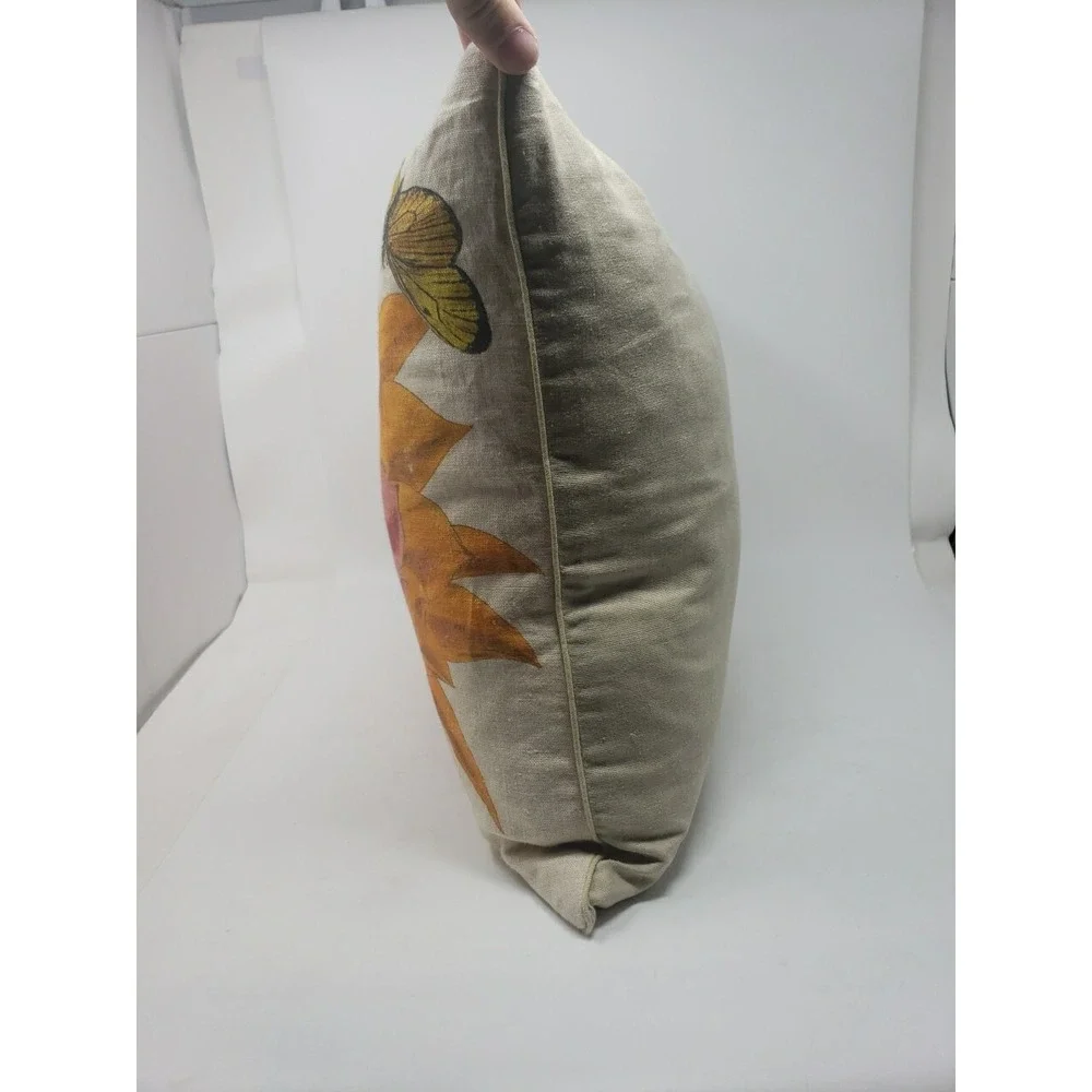 Feather & Down Botanical Pillow Cactus 20x20 $187 Flower Butterfly Cactus Design